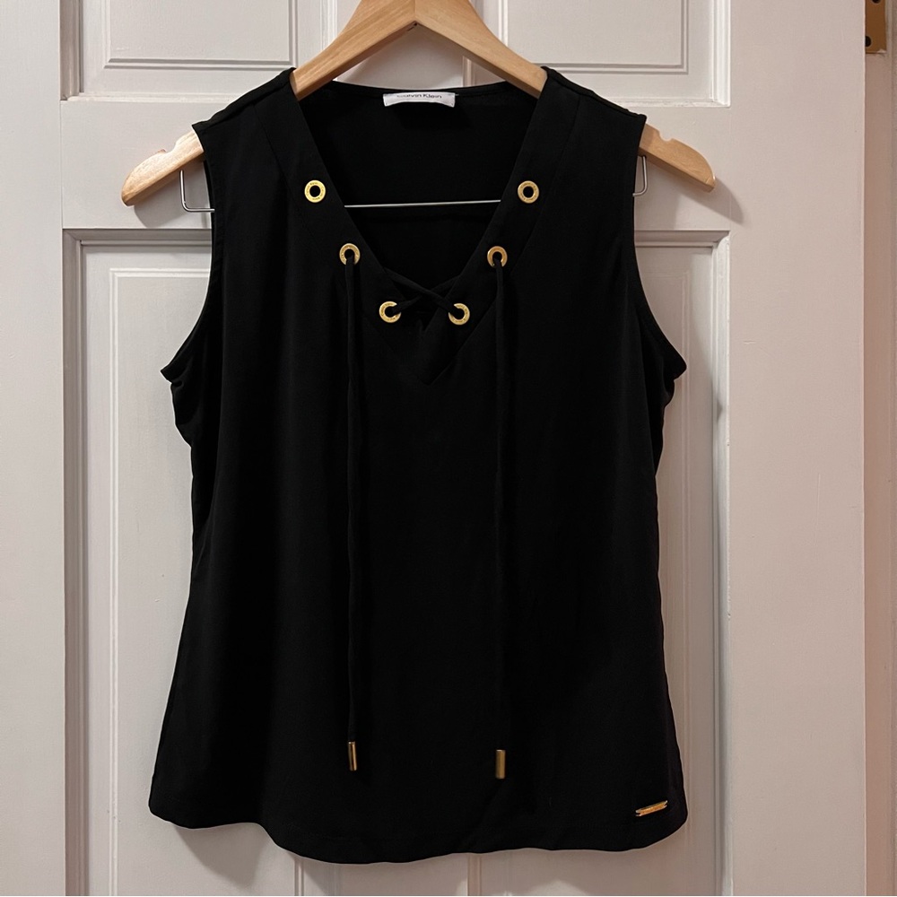 Calvin Klein - Lace Up Sleeveless Blouse